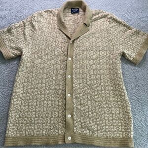 Abercrombie & Fitch Men's Large Geometric Button Down Sweater Polo Short Sleeve